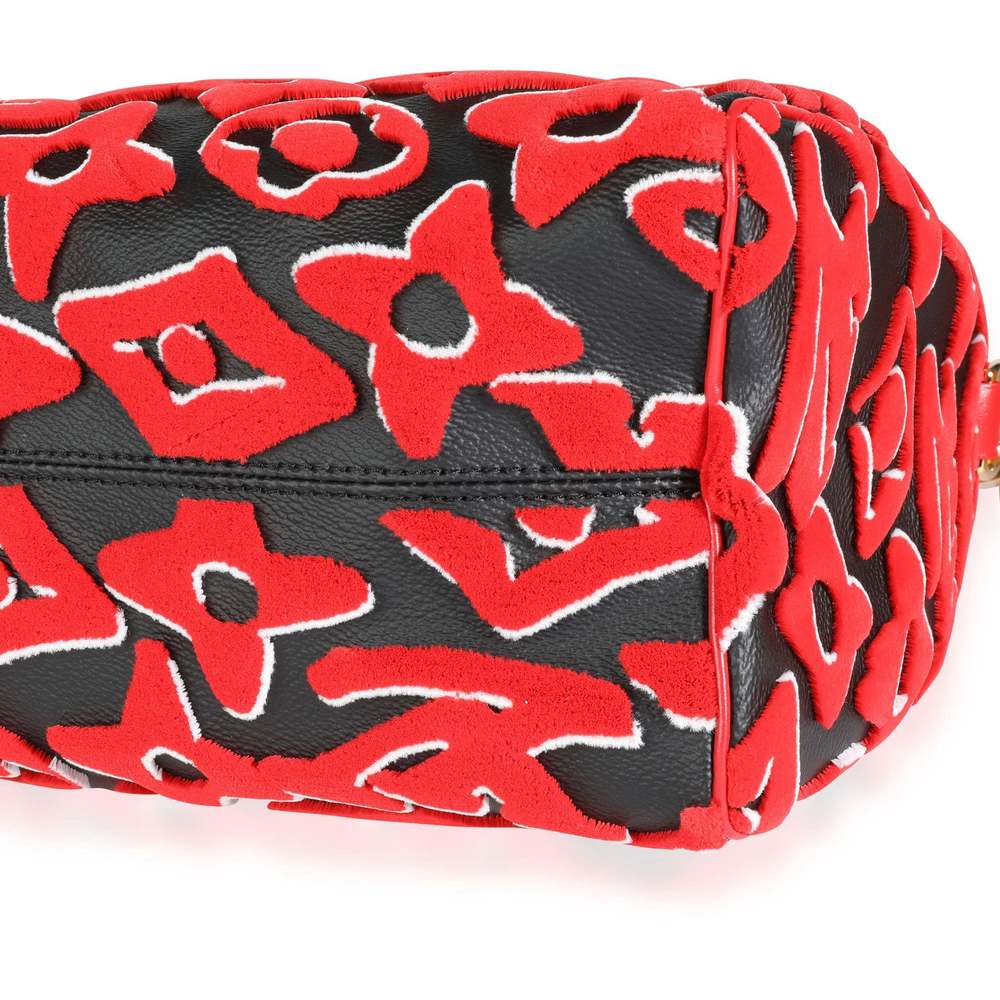 Louis Vuitton x Urs Fischer Limited Black & Red Tufted Monogram Canvas Speedy 25 - Picture 5 of 7